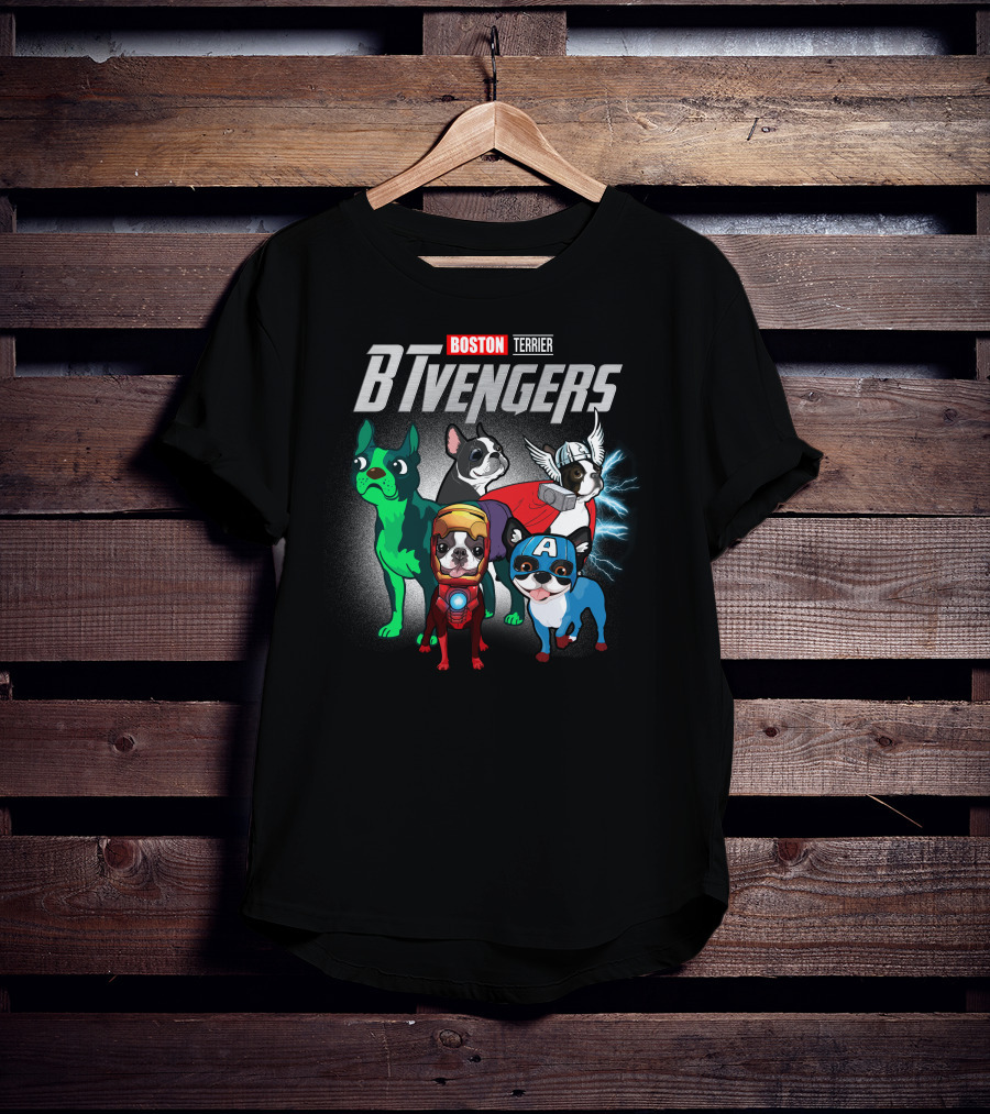 Boston Terrier BTvengers Superhero Dogs T-Shirt