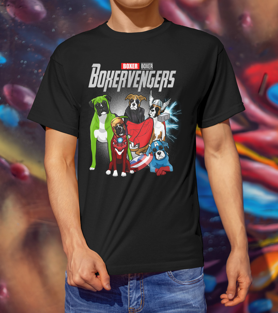 Boxer Boxervengers Marvel-Inspired Heroic Dogs T-Shirt