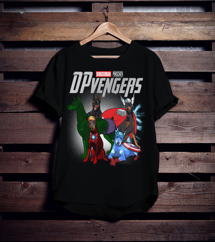 Doberman Pinscher DPvengers Superhero Dogs T-Shirt