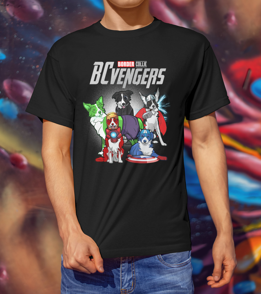 Border Collie BCvenger Superhero Dogs Ensemble T-Shirt