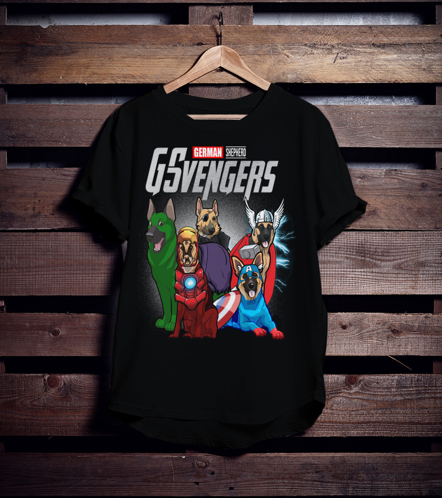 German Shepherd GSvengers Avengers Parody Dogs T-Shirt