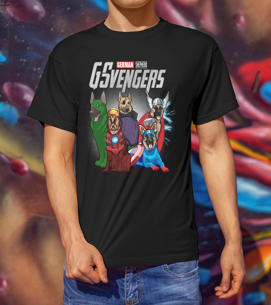 German Shepherd GSvengers Avengers Parody Dogs T-Shirt