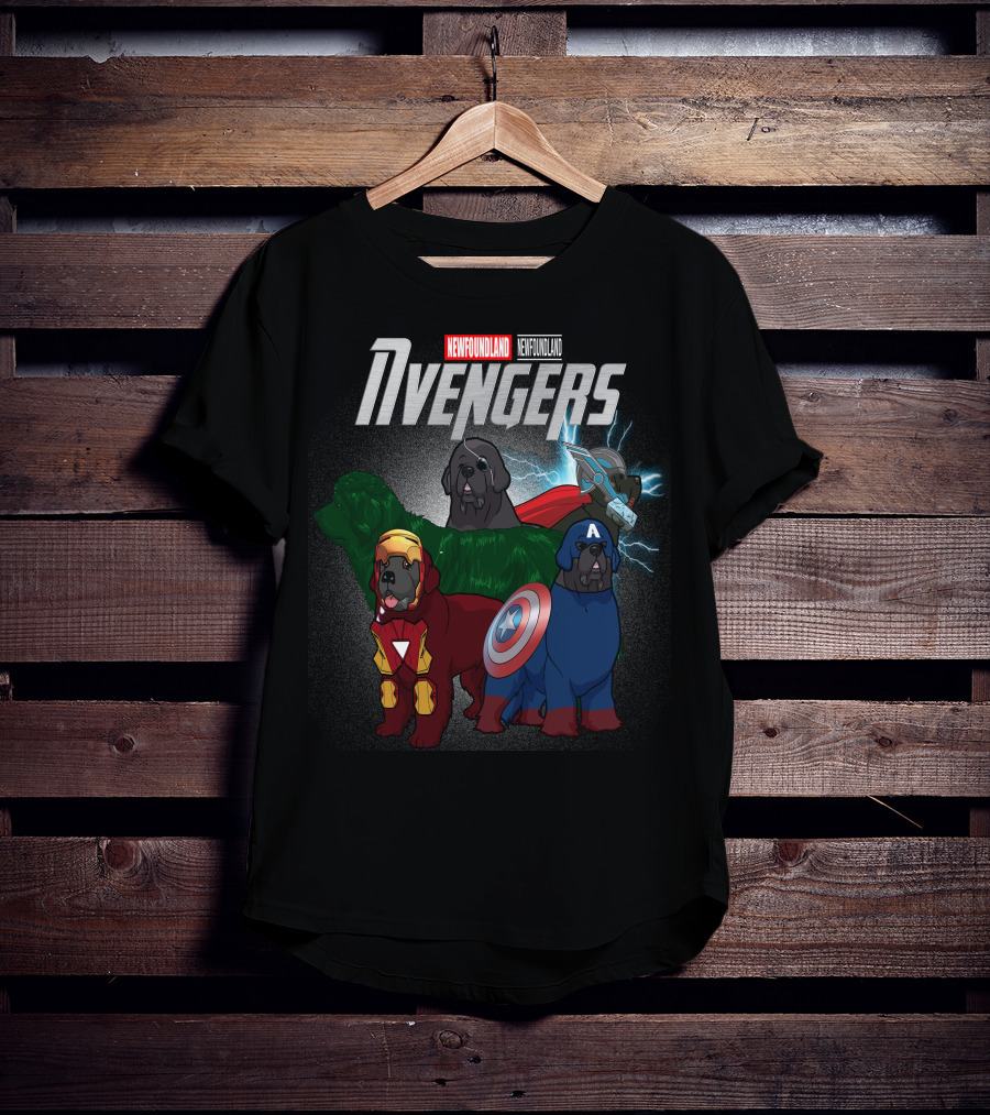 Newfoundland Avengers Dog Parody Marvel Superheroes T-Shirt