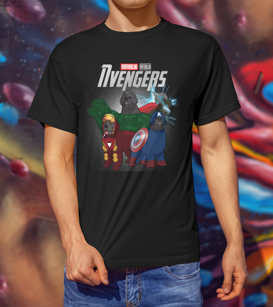 Newfoundland Avengers Dog Parody Marvel Superheroes T-Shirt