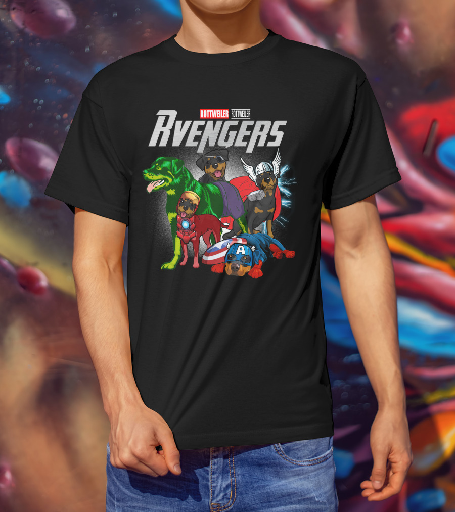 Rottweiler Rvengers Superhero Dogs T-Shirt