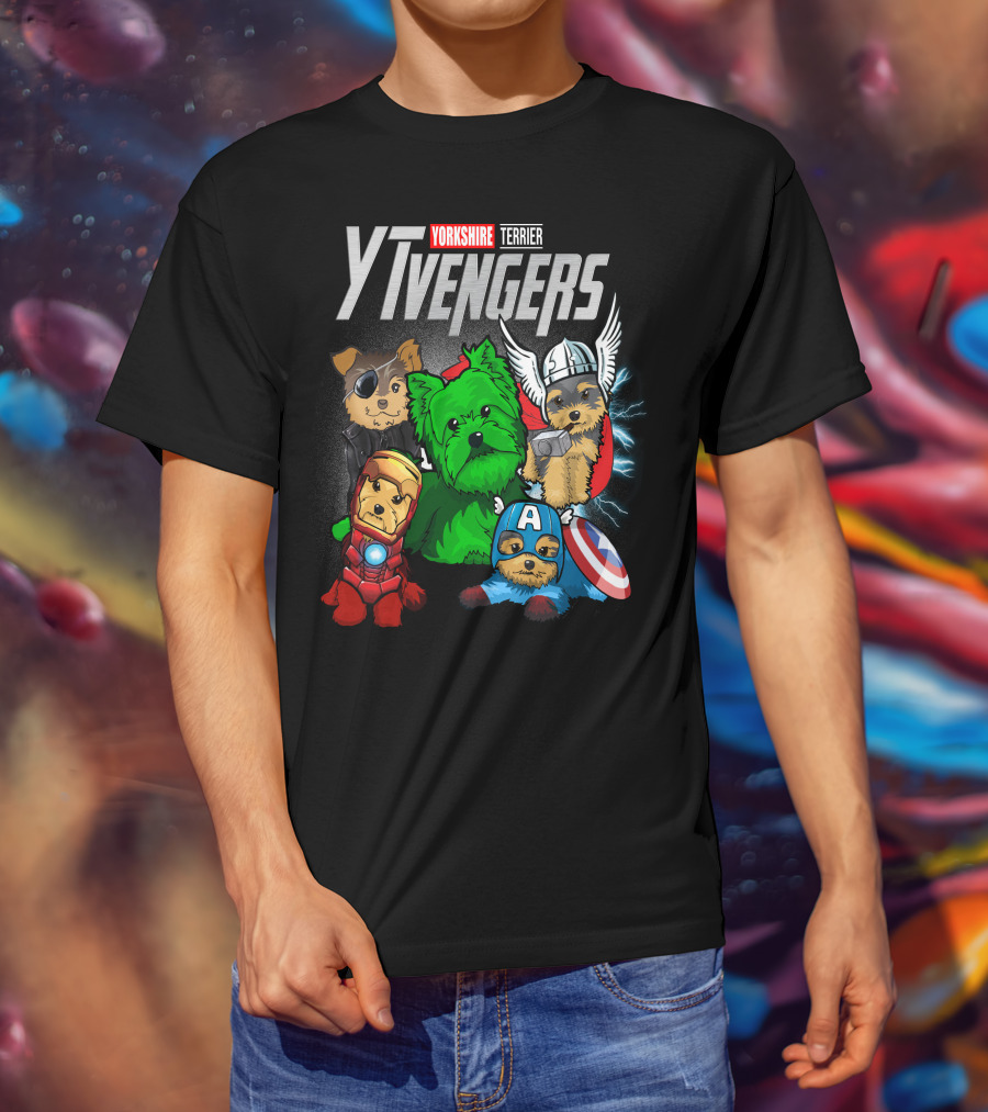 Yorkshire Terrier YTvengers Superhero Pups In Iconic Costumes T-Shirt