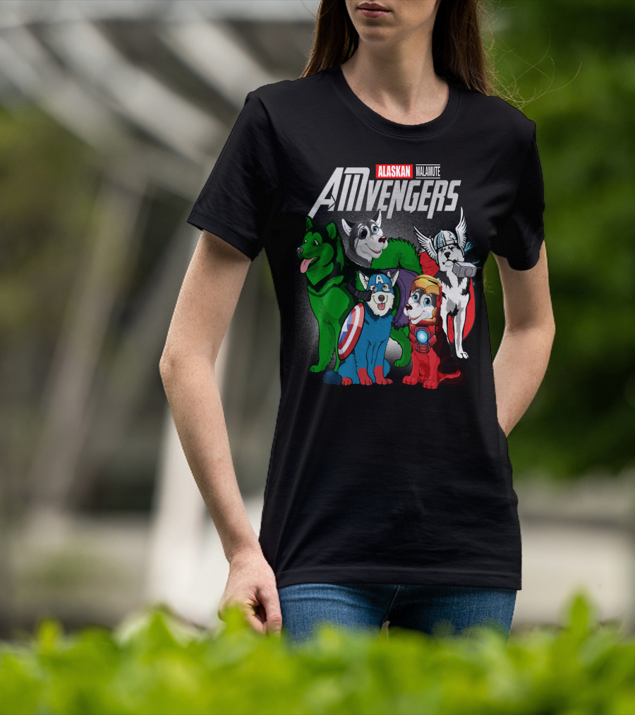Alaskan Malamute AMvengers Superhero Dogs Assemble T-Shirt