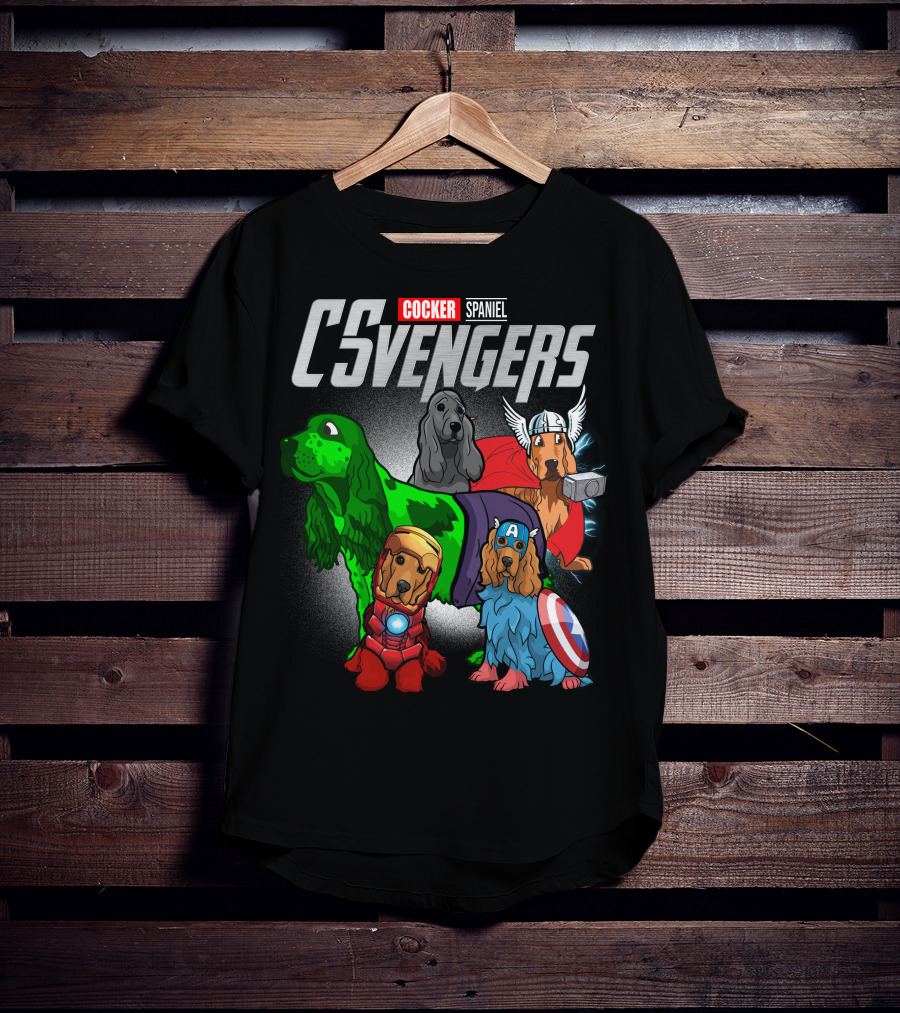 Cocker Spaniel CSvengers Superhero Dog Parody Avengers T-Shirt