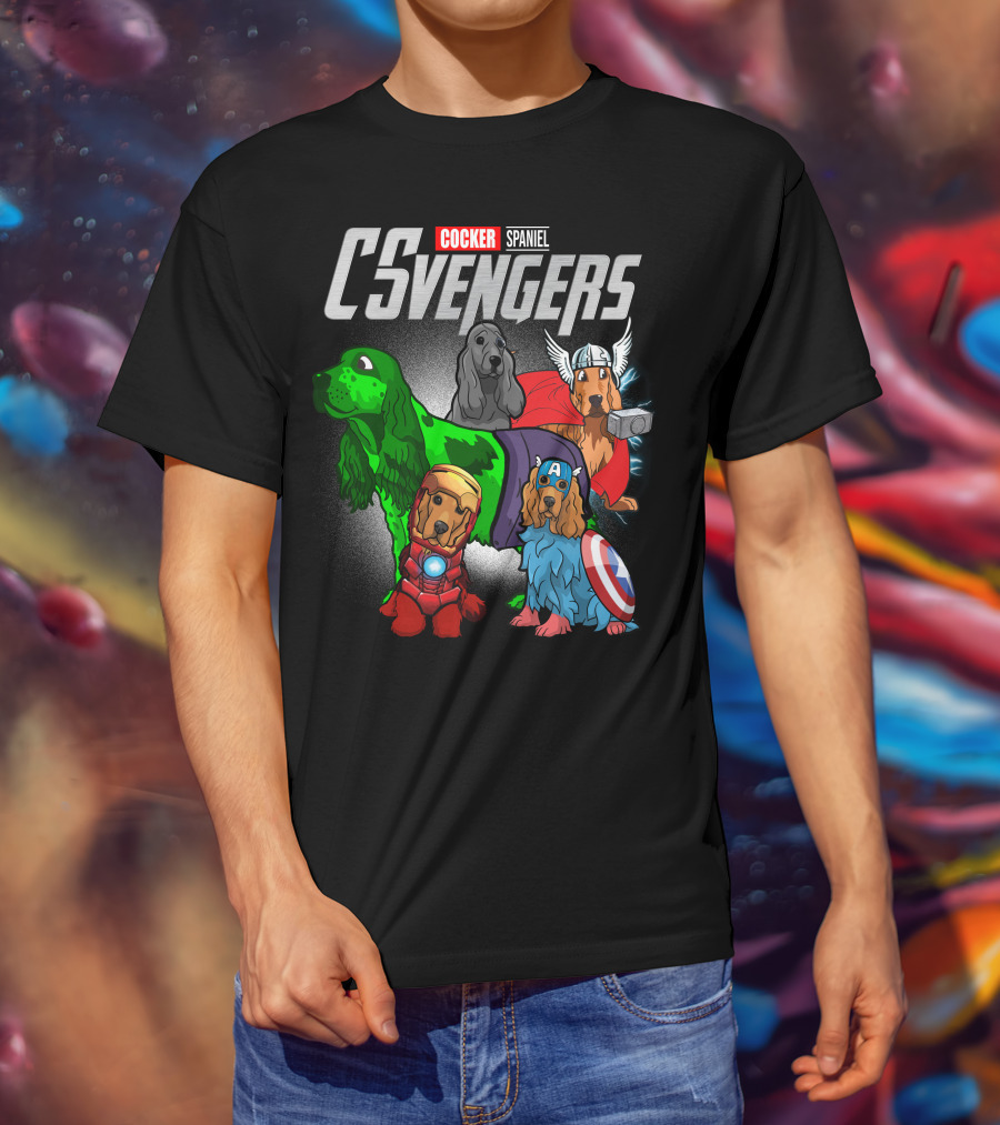 Cocker Spaniel CSvengers Superhero Dog Parody Avengers T-Shirt