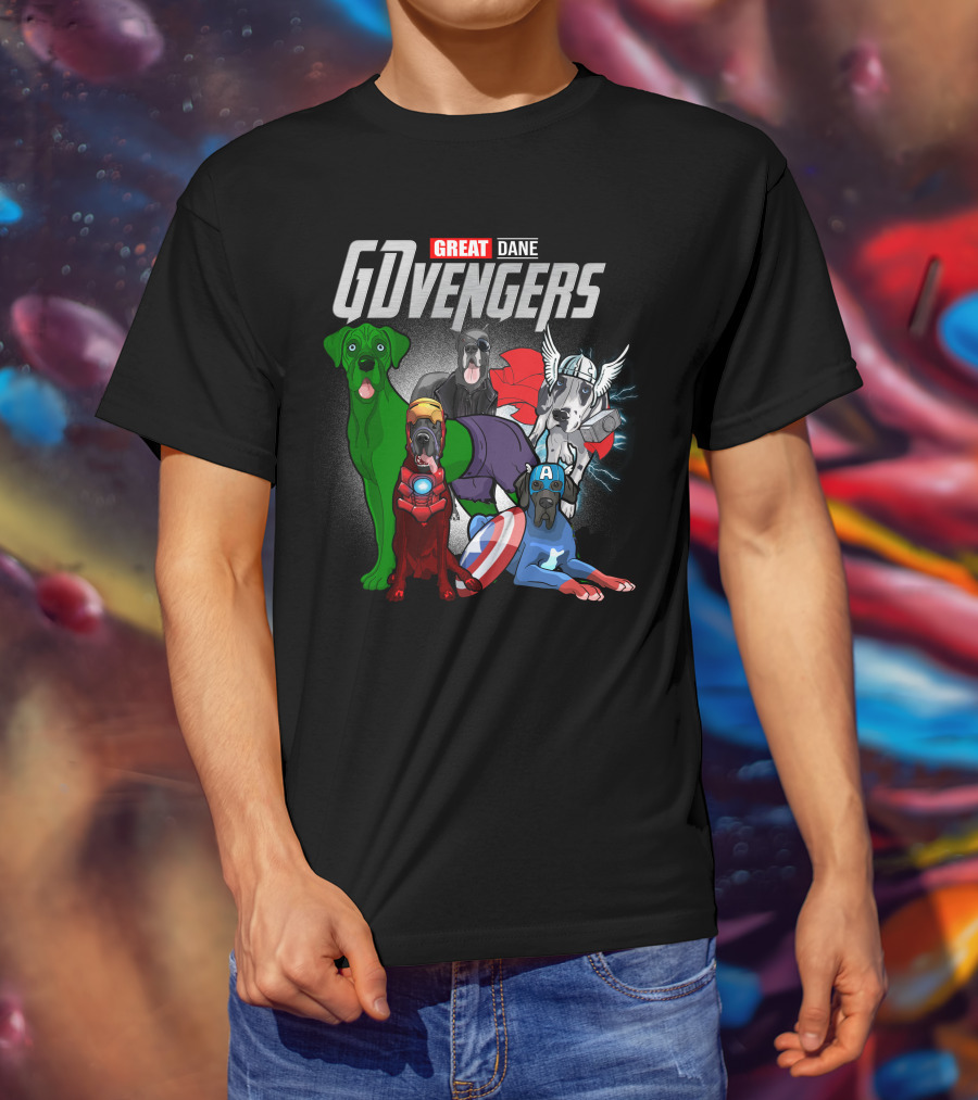 GDvengers Great Dane Superhero Dogs Avengers T-Shirt