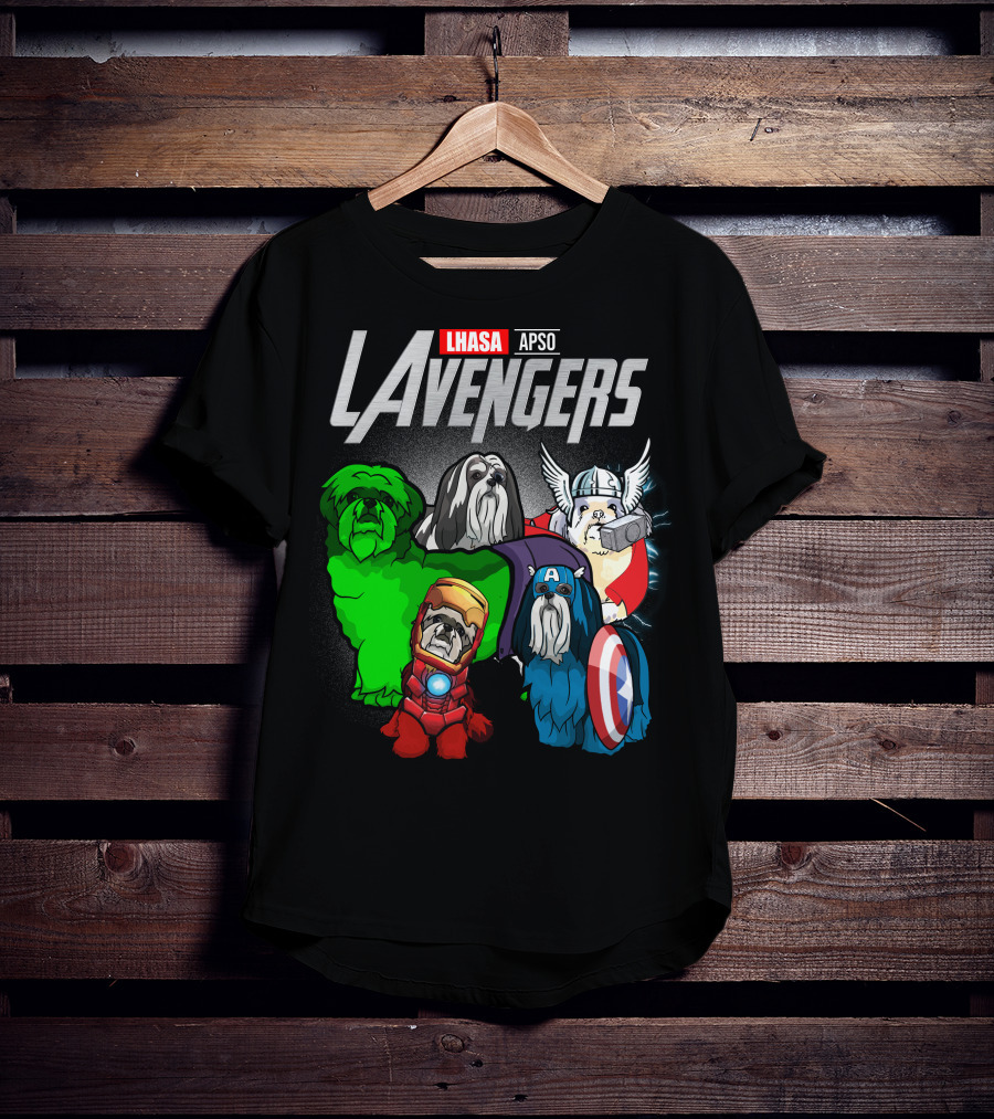 Lhasa Apso LAvengers Comic Superhero Dogs T-Shirt