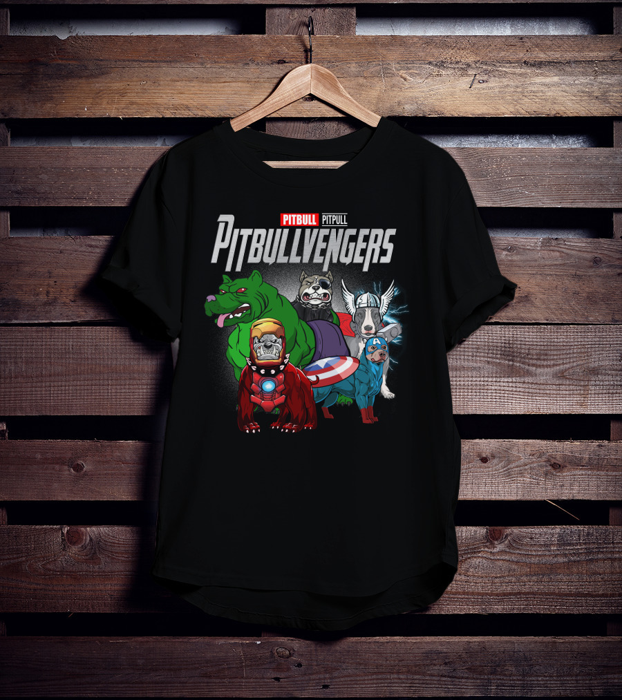 Pitbull Pitbullvengers Marvel Superhero Dogs T-Shirt