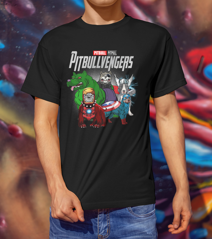 Pitbull Pitbullvengers Marvel Superhero Dogs T-Shirt