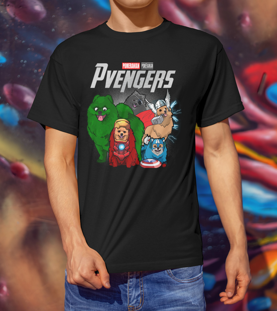 Pomeranian Pvengers Avengers Dog Superhero T-Shirt