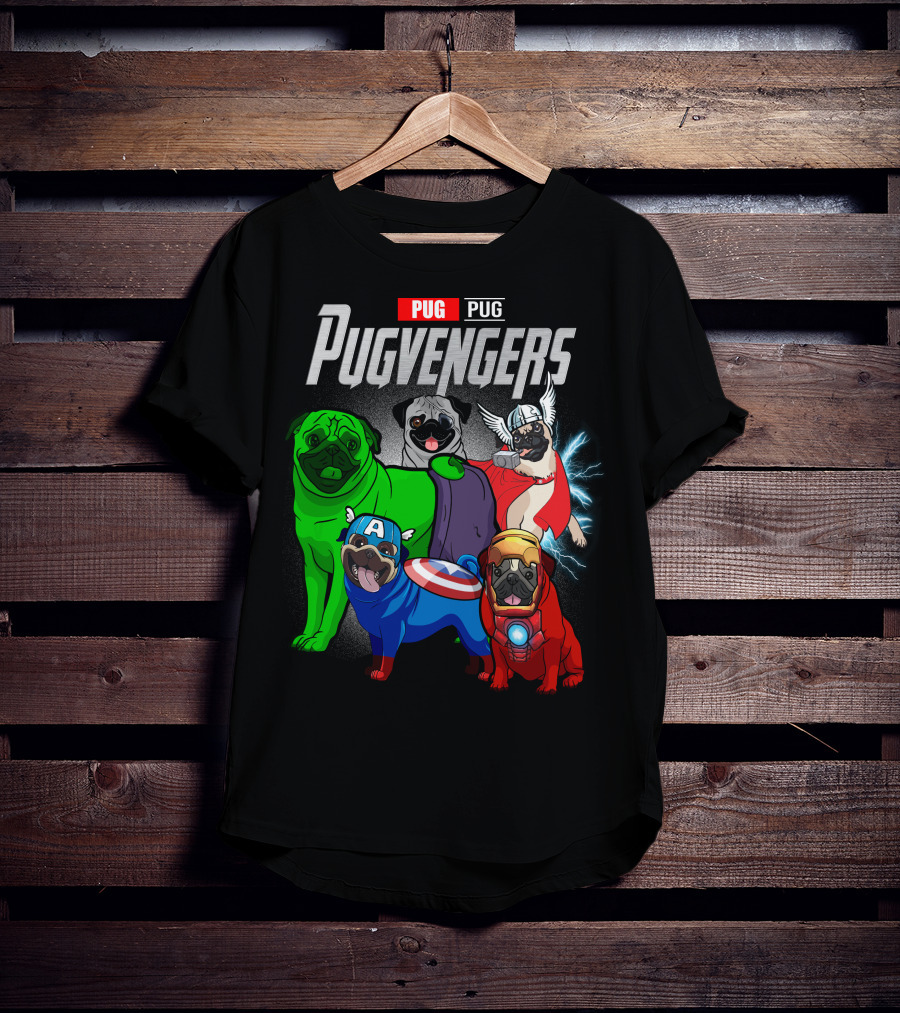 Pug Pugvengers Superhero Dogs Comic T-Shirt