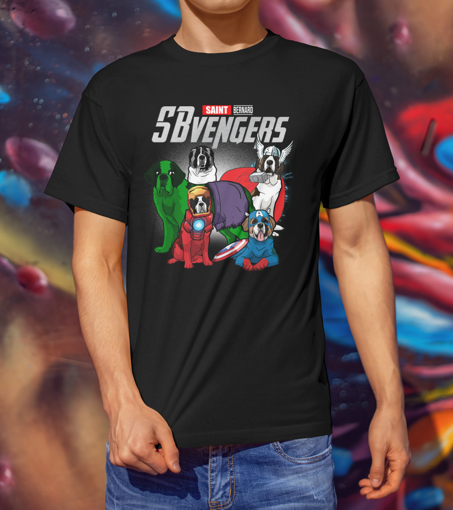 Saint Bernard SBvengers Avengers-Inspired Dog Heroes T-Shirt