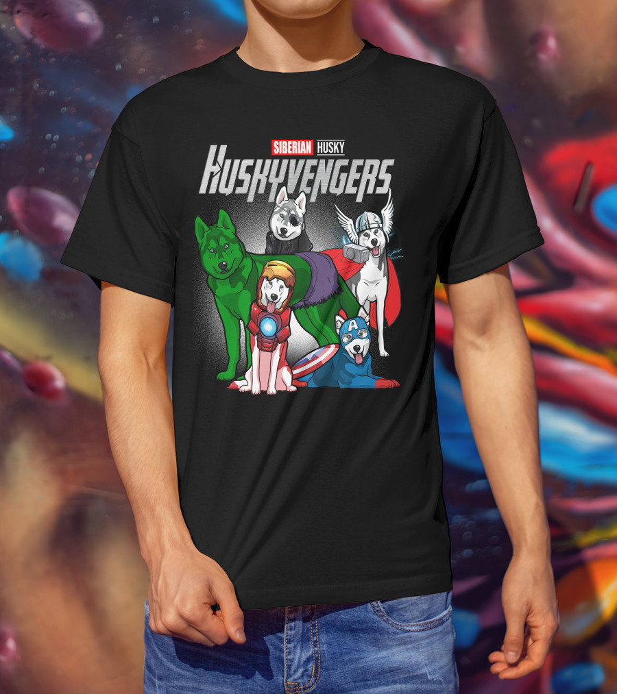 Siberian Husky Huskyvengers Superhero Dogs T-Shirt