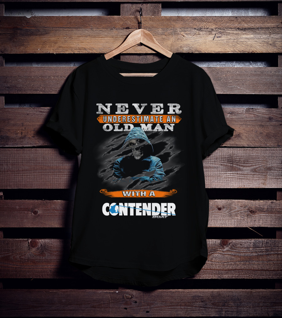 Never Underestimate An Old Man With A Contender Boat Skull T-Shirt