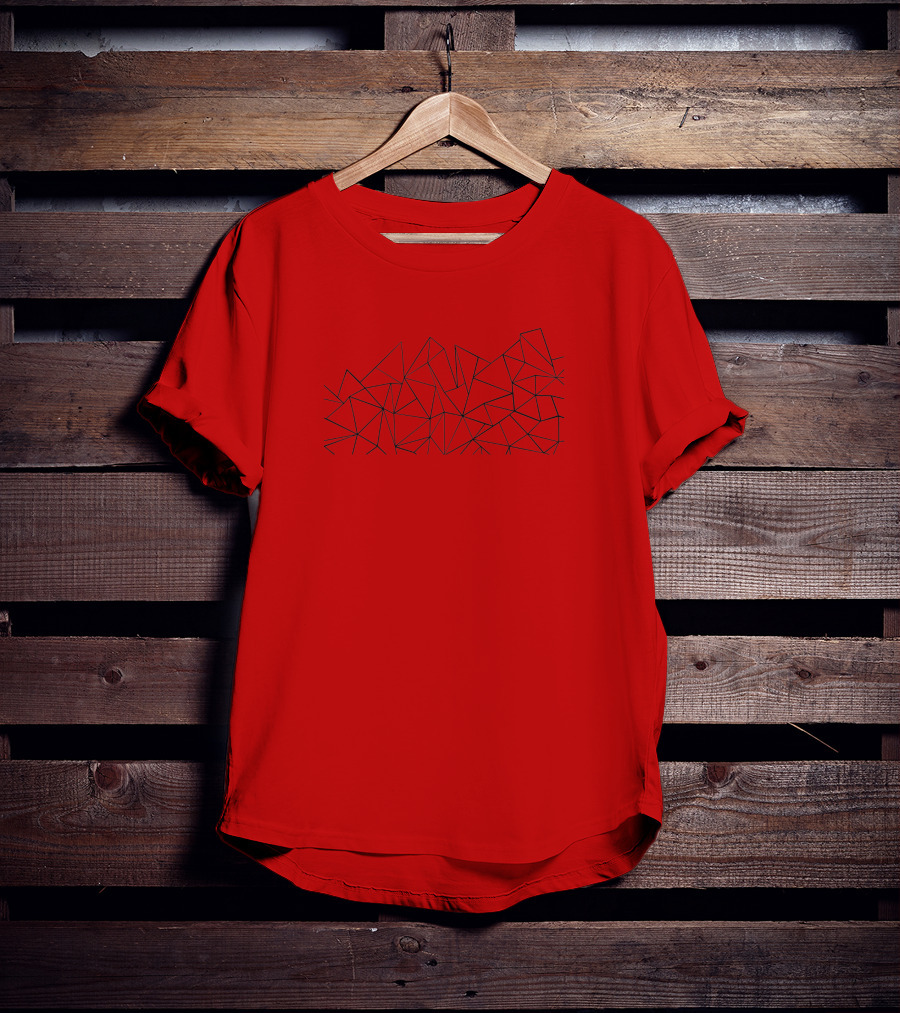 Ab Peaks Geometric Triangles Pattern Minimalist Black T-Shirt