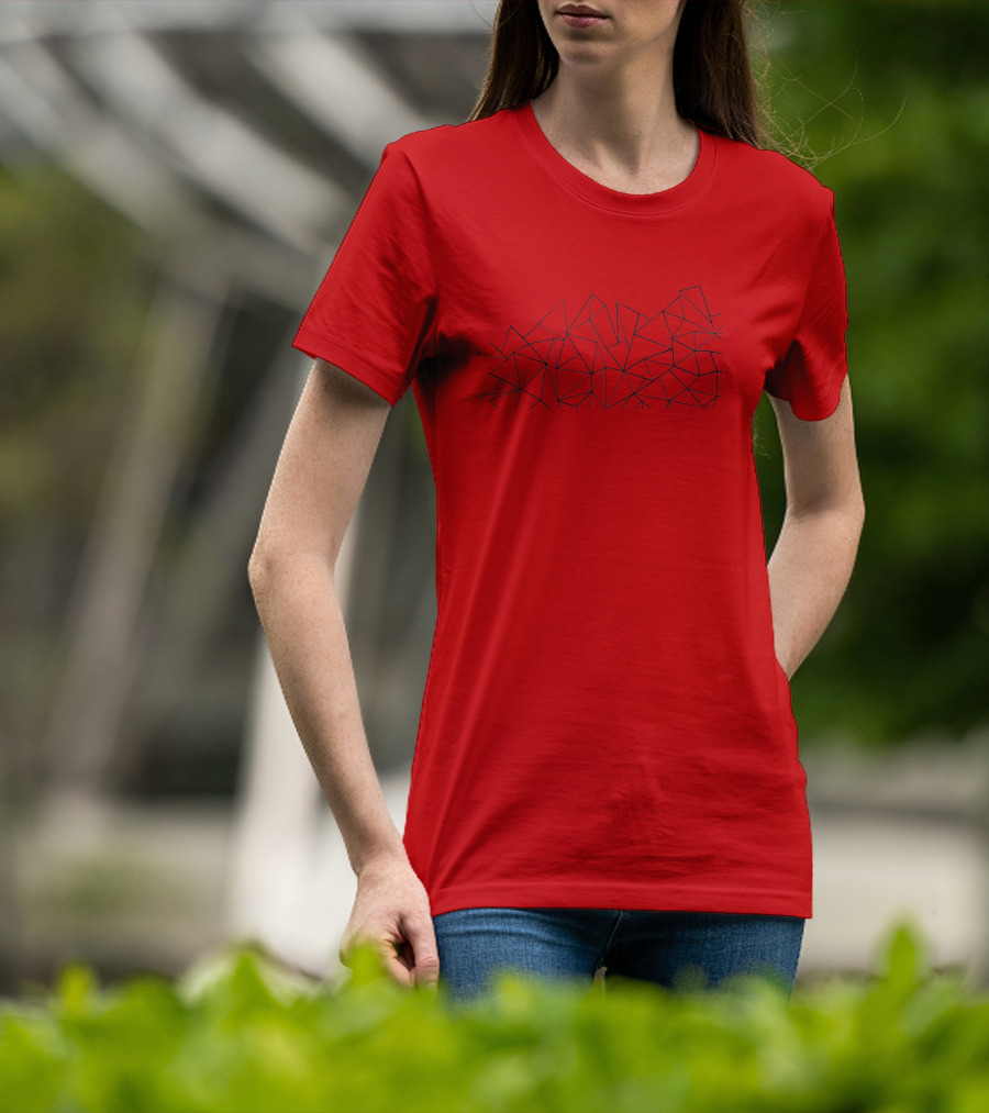 Ab Peaks Geometric Triangles Pattern Minimalist Black T-Shirt