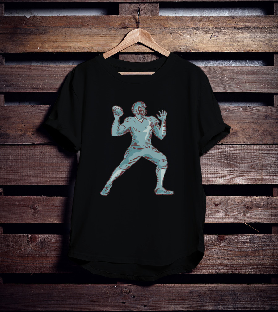 American Football Quarterback Throwing Etching 1074401 T-Shirt