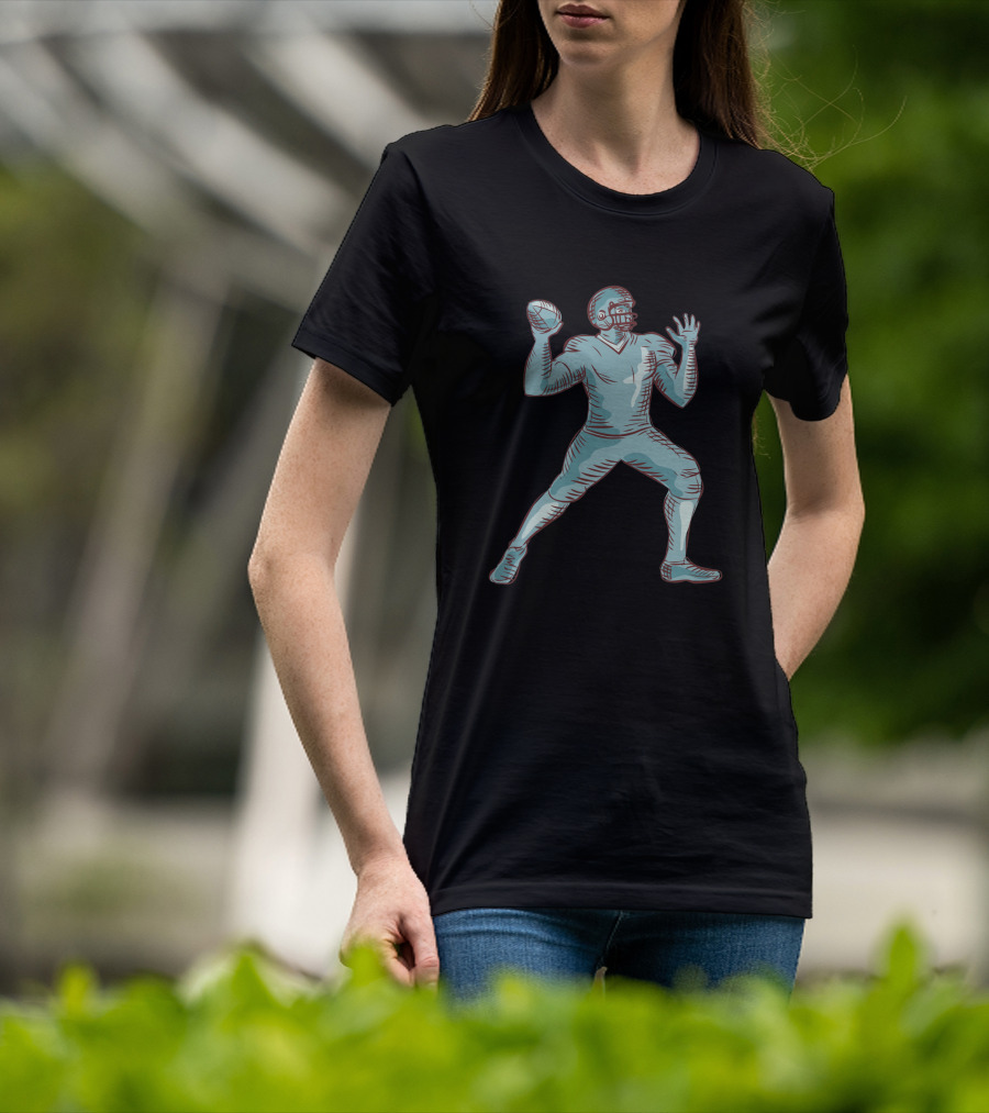 American Football Quarterback Throwing Etching 1074401 T-Shirt