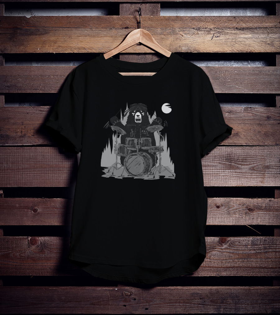 Bad Bear Band Drumming Under Moonlight 1733224 T-Shirt