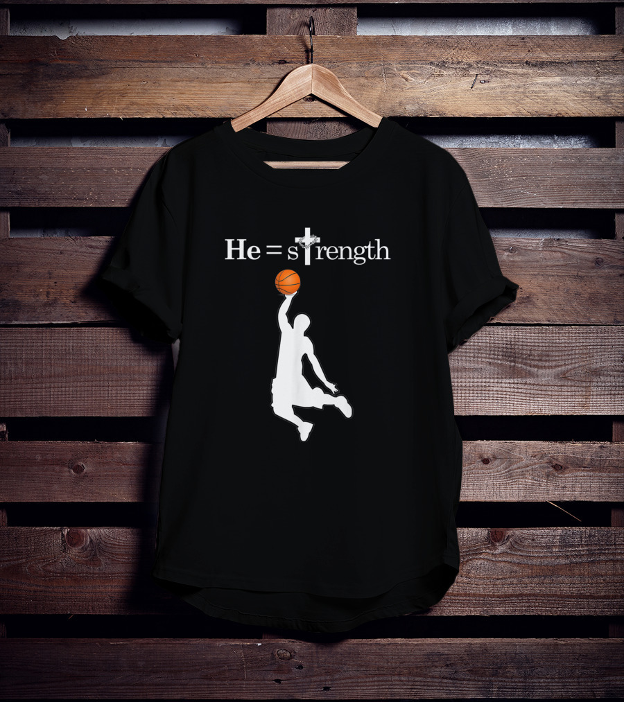 He Is Strength Christian Basketball Silhouette 1353709 T-Shirt