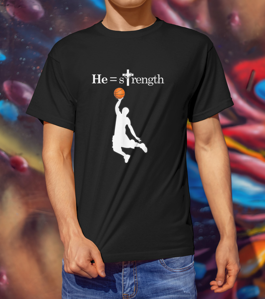 He Is Strength Christian Basketball Silhouette 1353709 T-Shirt