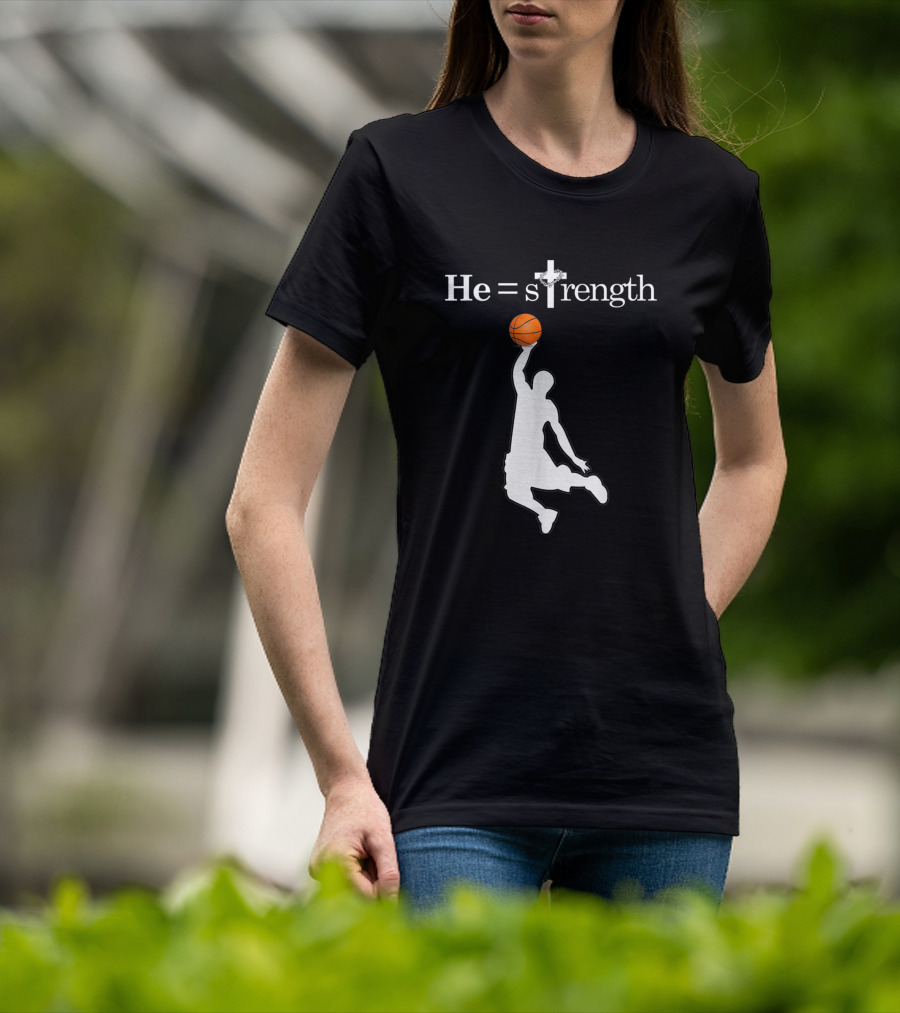He Is Strength Christian Basketball Silhouette 1353709 T-Shirt