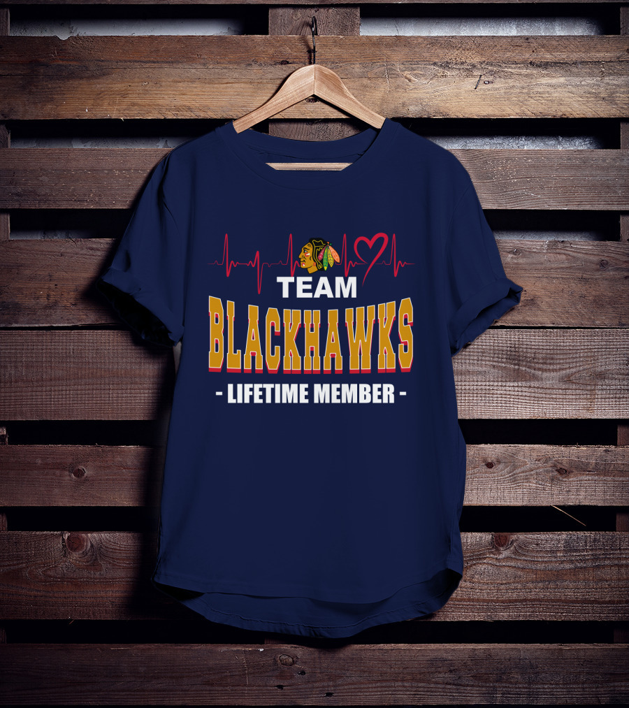 Team Blackhawks Lifetime Member Heartbeat T-Shirt
