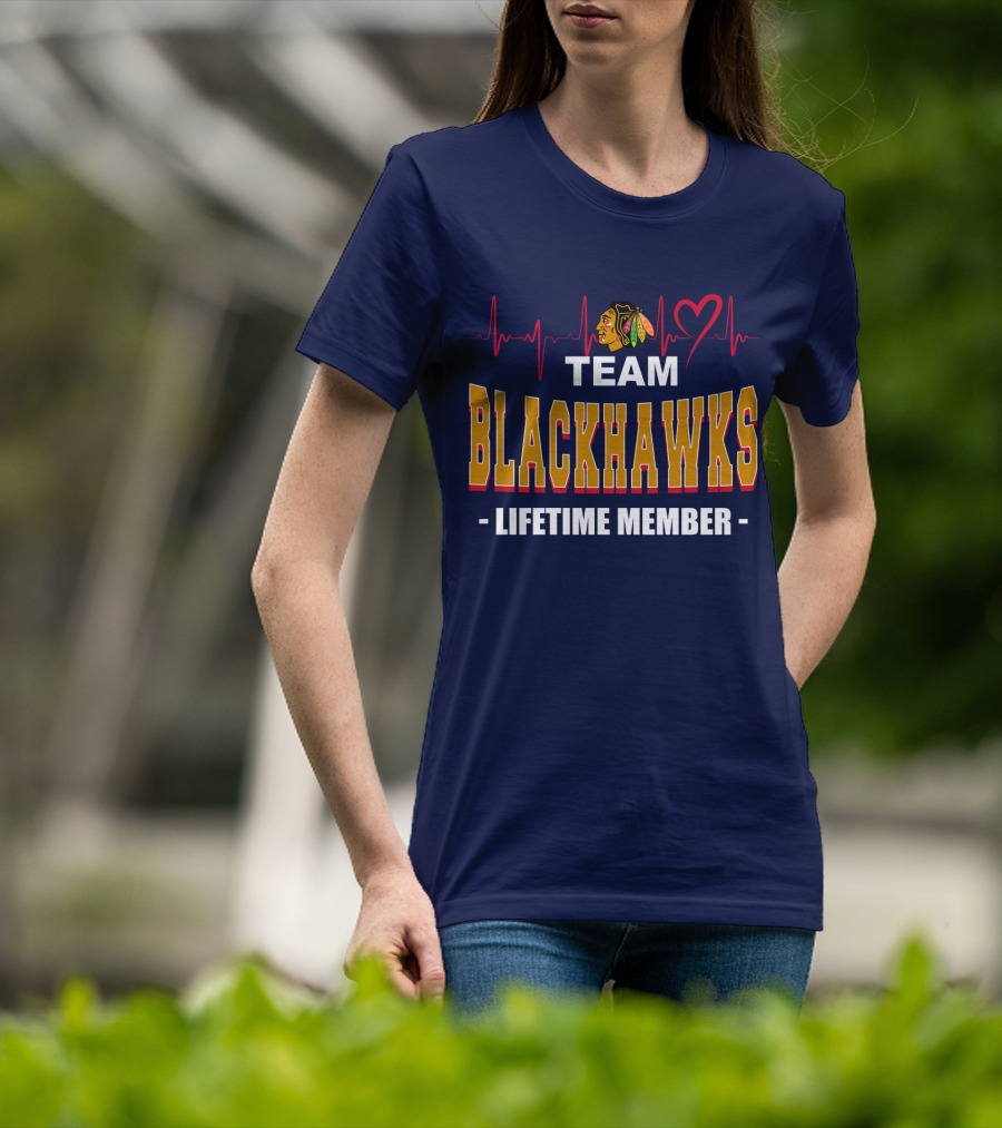 Team Blackhawks Lifetime Member Heartbeat T-Shirt