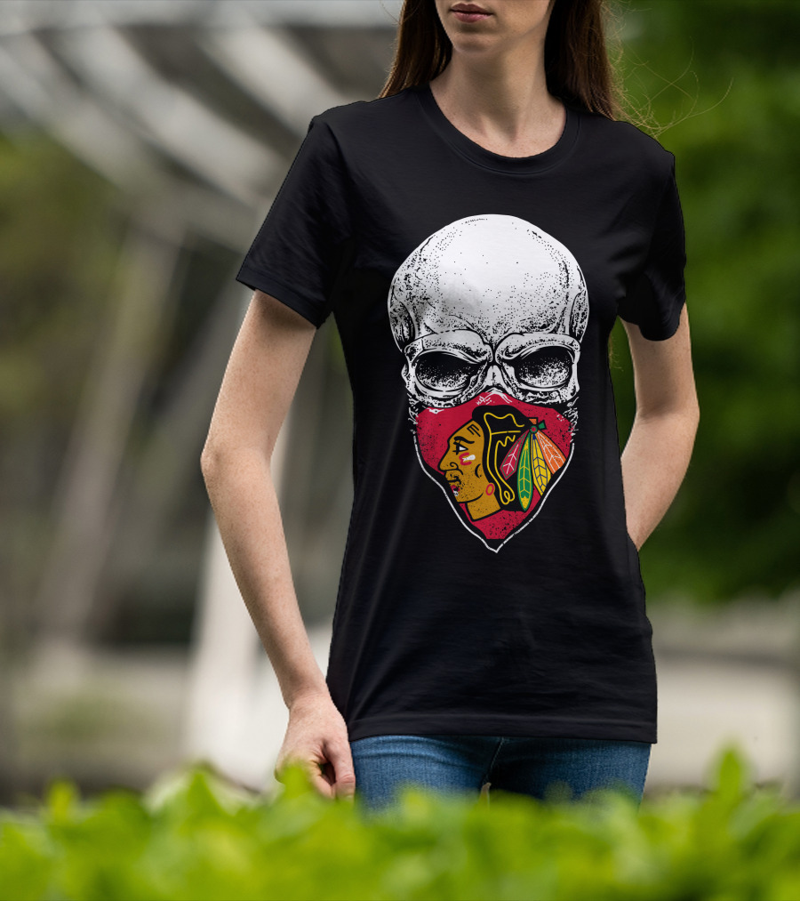 Chicago Blackhawks Skull Mask T-Shirt