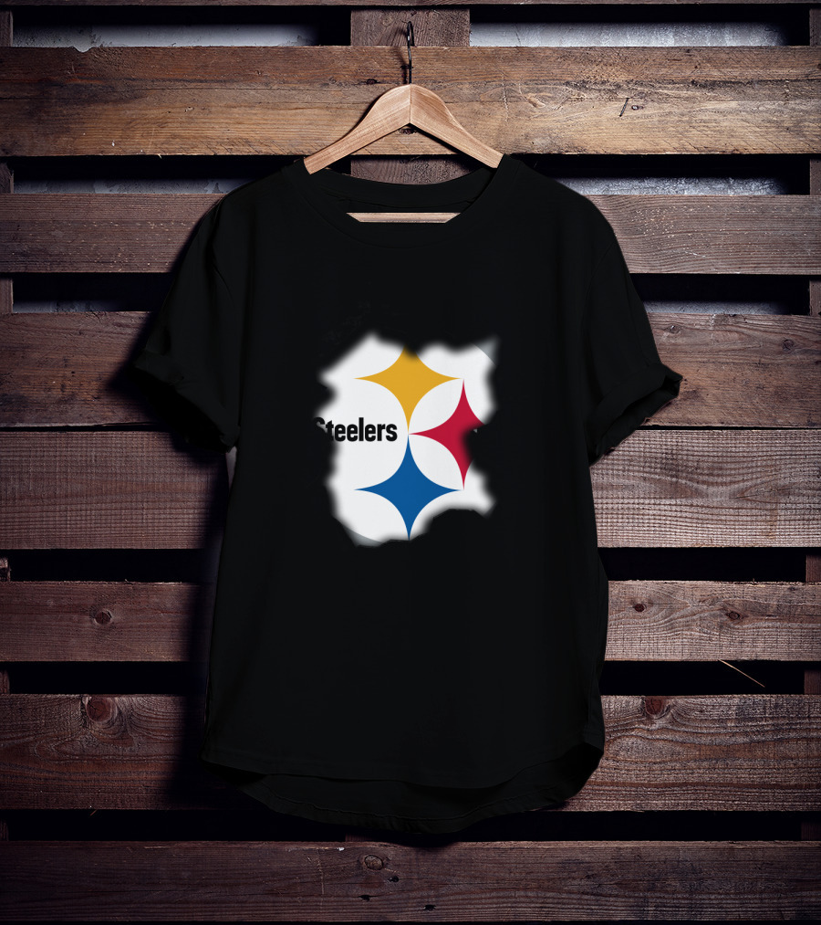 Pittsburgh Steelers Burst Design With Iconic Logo And Black T-Shirt