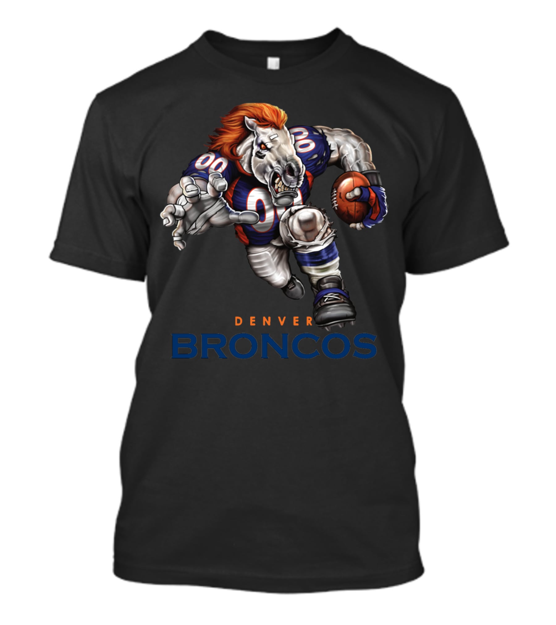 Denver Broncos Aggressive Mascot Football Action T-Shirt