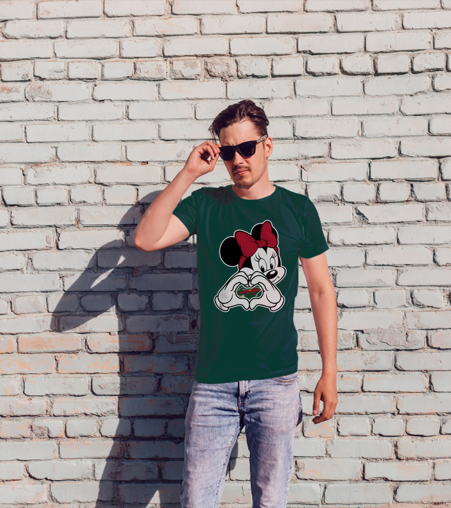 Minnesota Wild Minnie Mouse Heart Hands T-Shirt