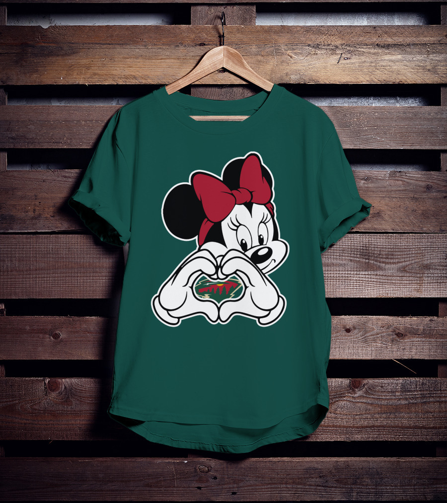Minnesota Wild Minnie Mouse Heart Hands T-Shirt