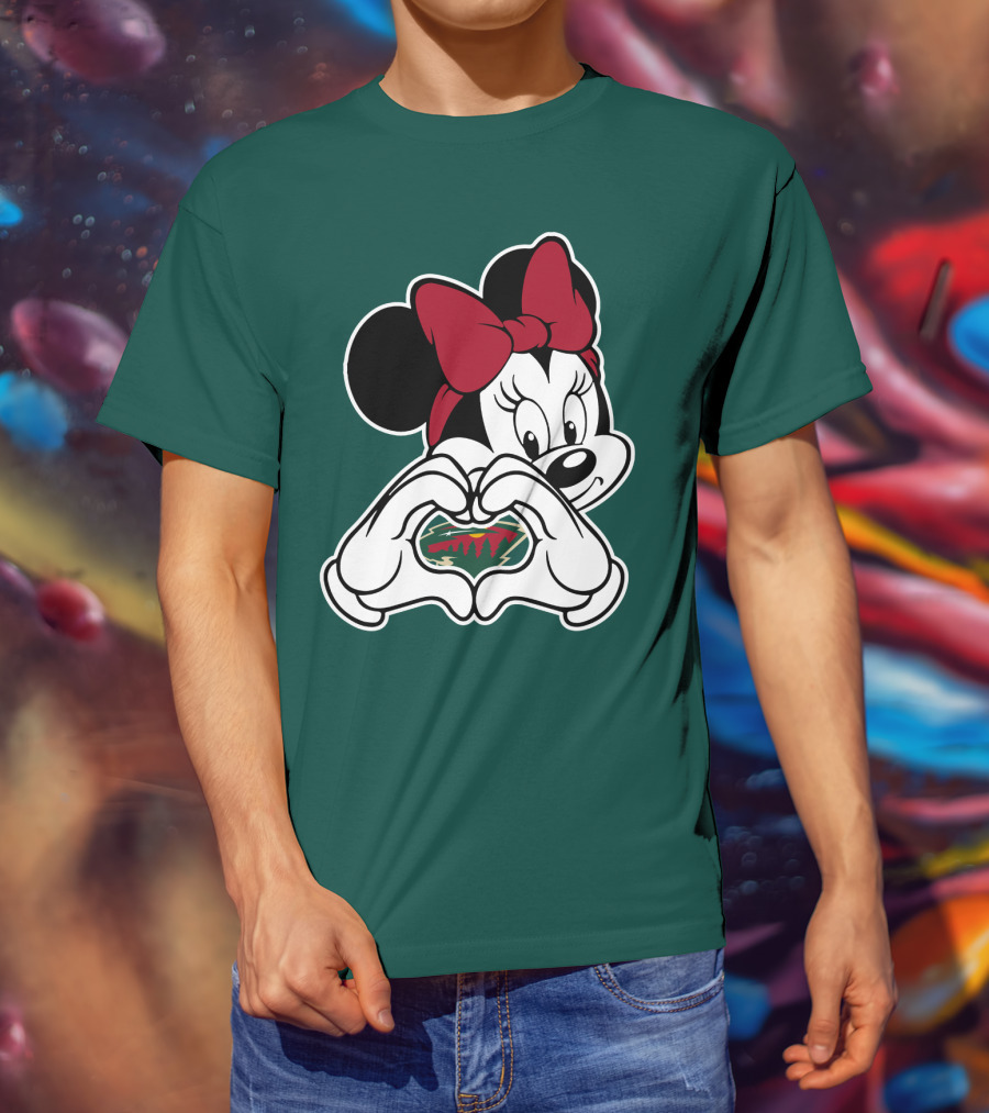 Minnesota Wild Minnie Mouse Heart Hands T-Shirt
