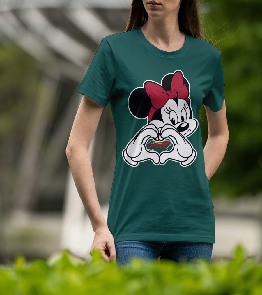 Minnesota Wild Minnie Mouse Heart Hands T-Shirt