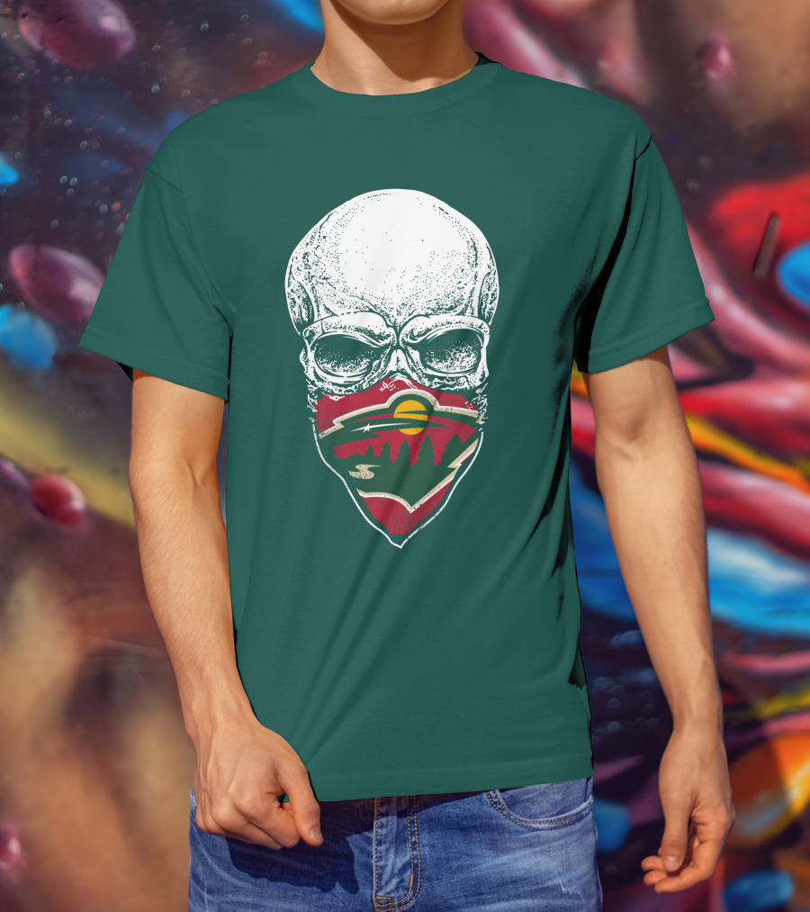 Minnesota Wild Hockey Skull Logo Bandana T-Shirt