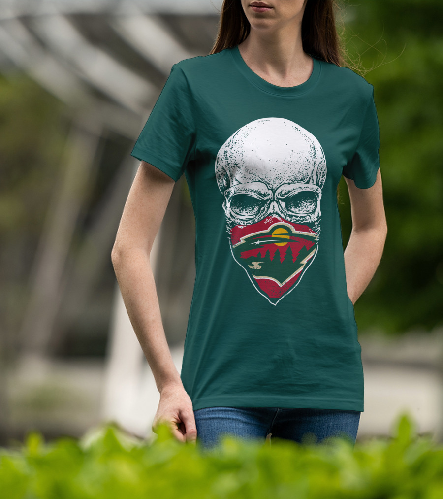 Minnesota Wild Hockey Skull Logo Bandana T-Shirt