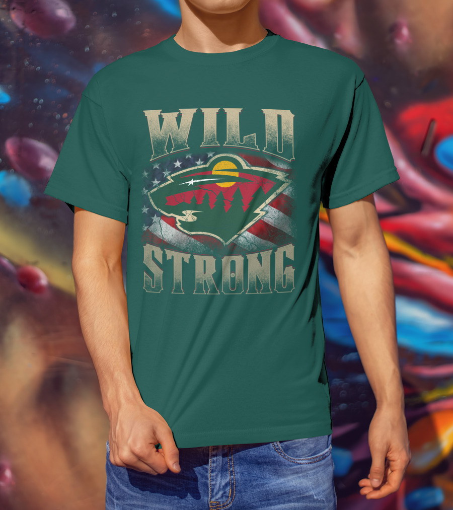 Minnesota Wild Strong American Flag T-Shirt