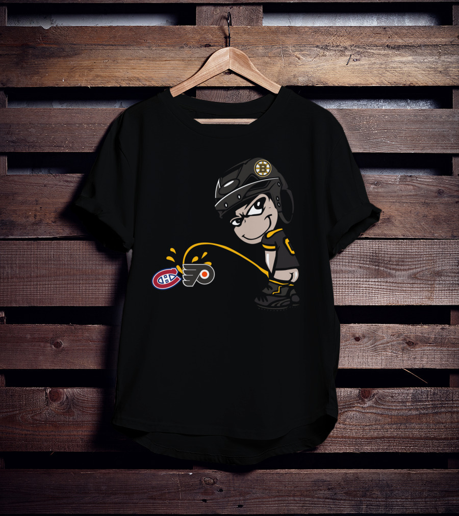 Boston Bruins Rivalry Hockey Toilet Humor Montreal Canadiens Philadelphia Flyers T-Shirt