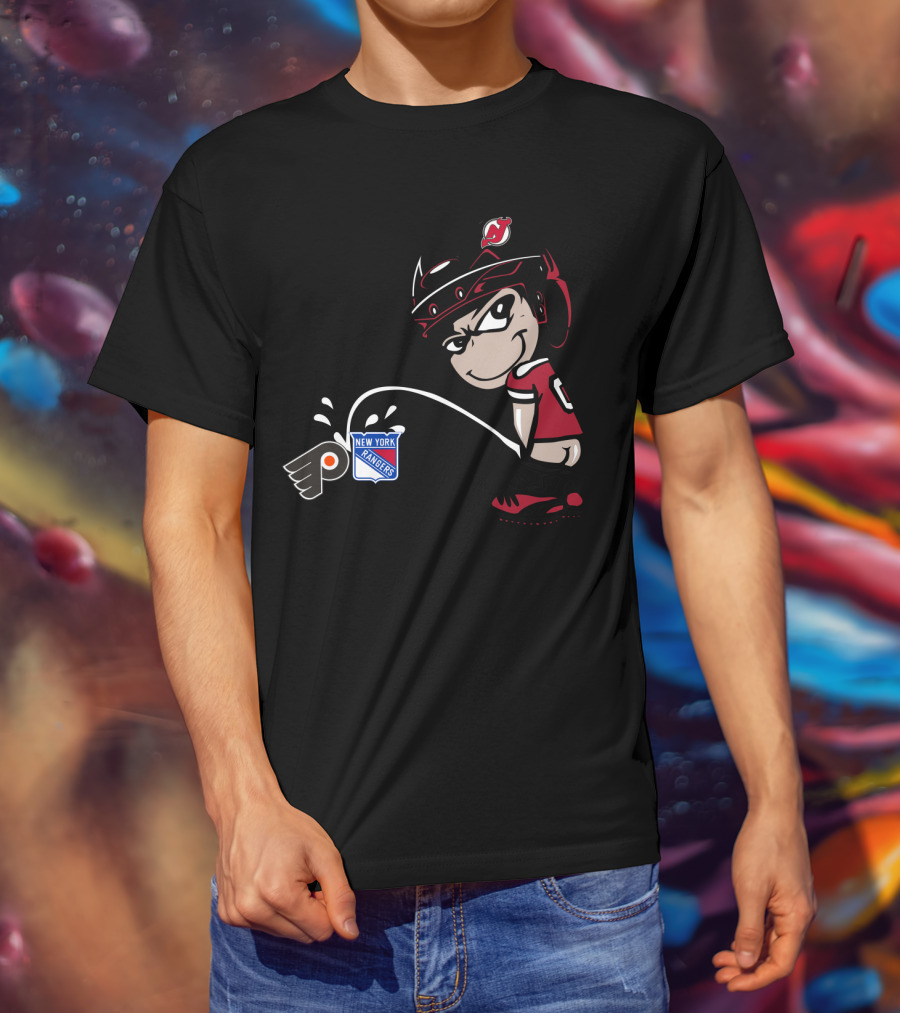 New Jersey Devils Rivalry With Philadelphia Flyers And New York Rangers T-Shirt