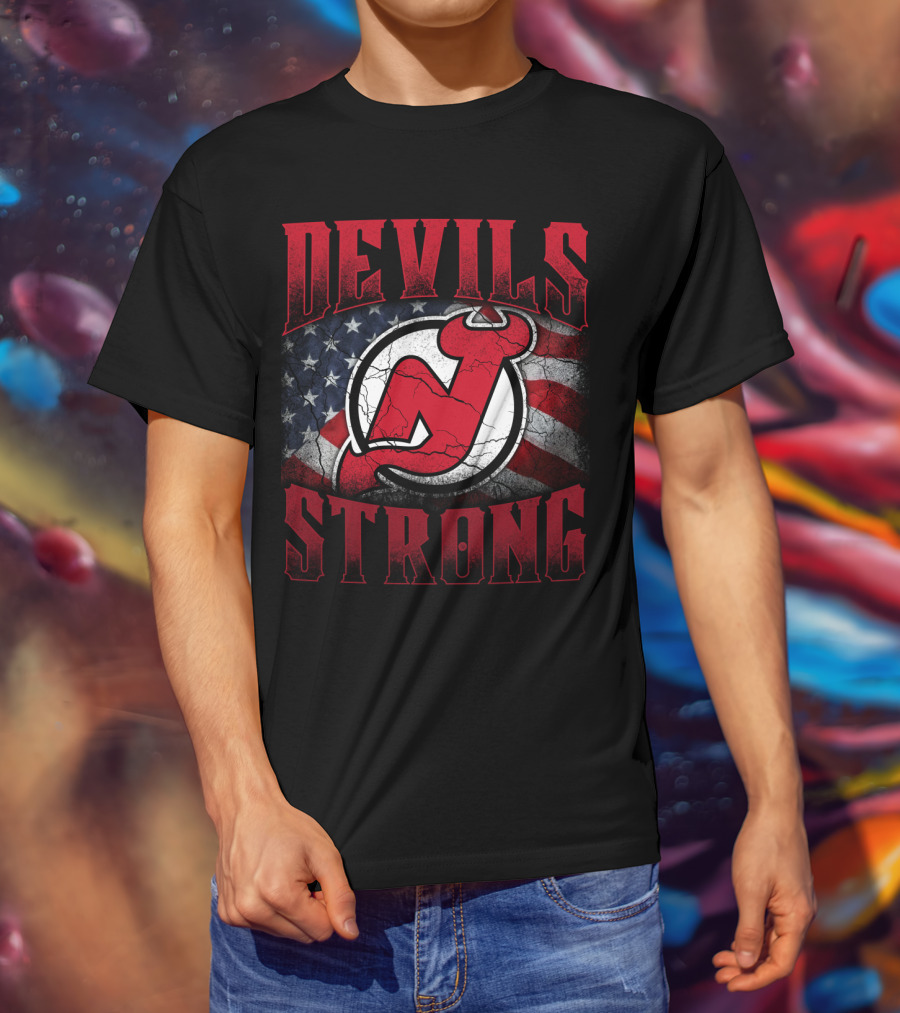 New Jersey Devils Strong American Flag T-Shirt