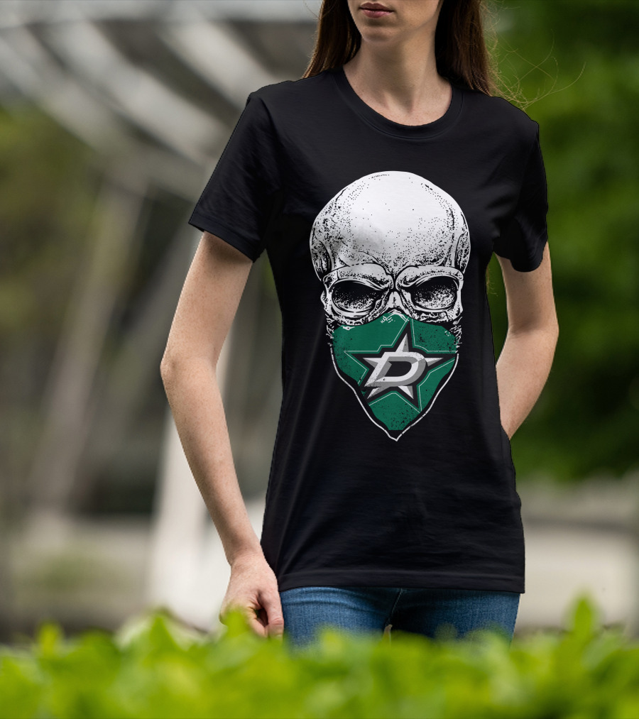Dallas Stars Logo Over Skull T-Shirt