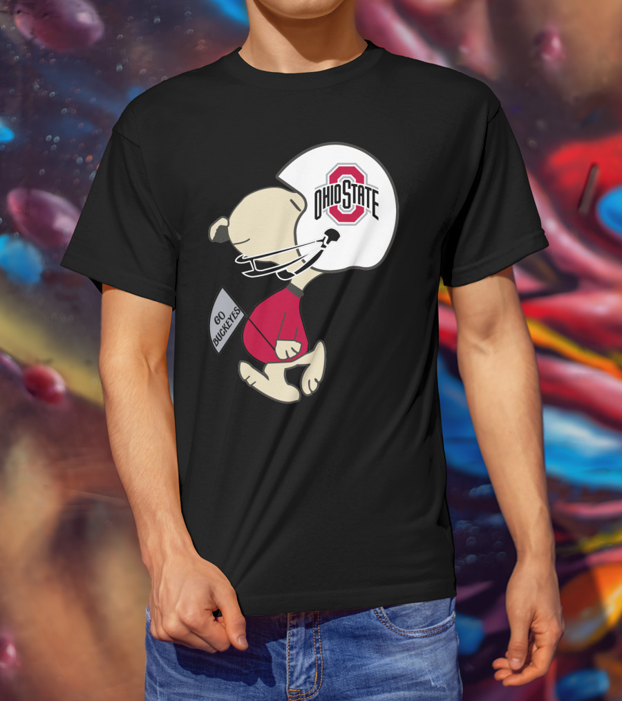 Snoopy Ohio State Buckeyes Go Buckeyes Football Helmet T-Shirt