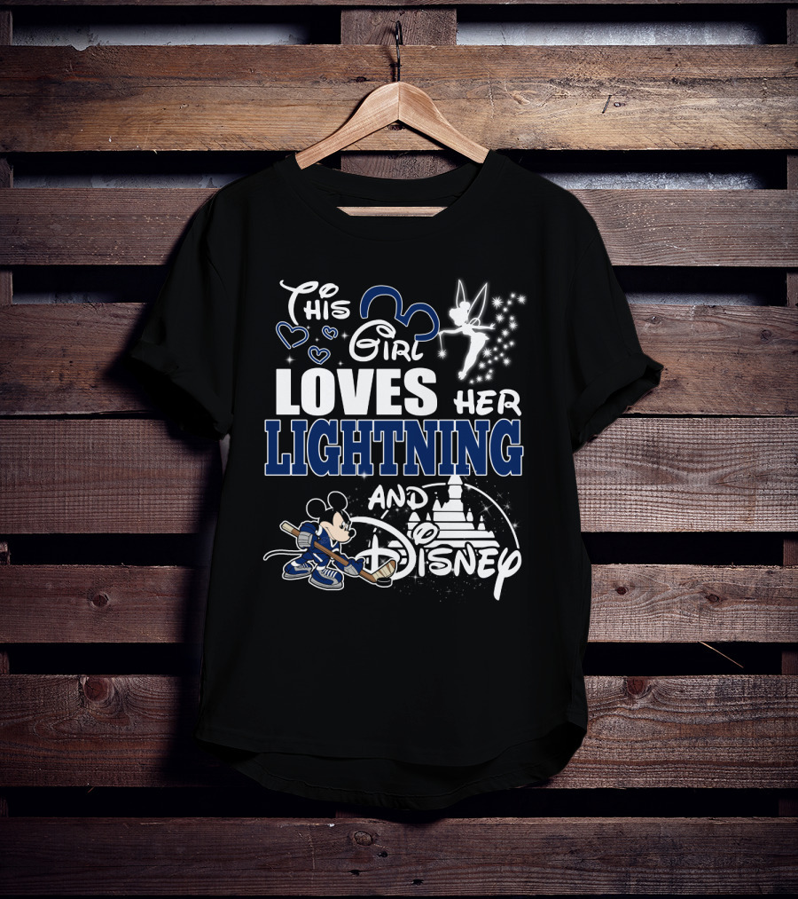 This Girl Loves Her Lightning And Disney With Hockey Mickey And Castle T-Shirt