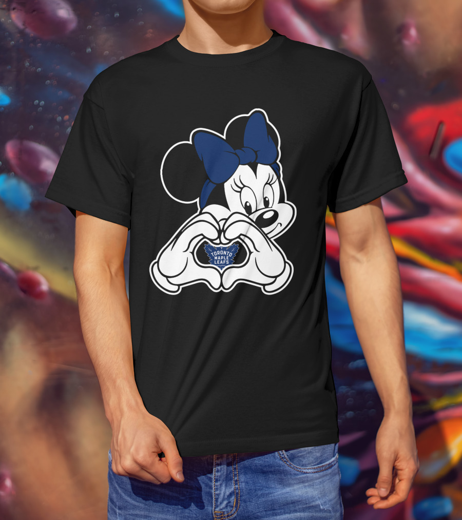 Toronto Maple Leafs Minnie Mouse Heart Hands T-Shirt