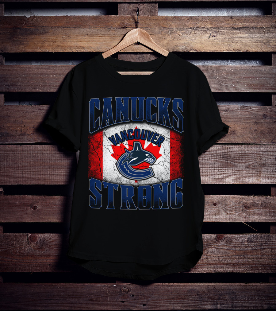Vancouver Canucks Strong Canadian Flag Hockey T-Shirt